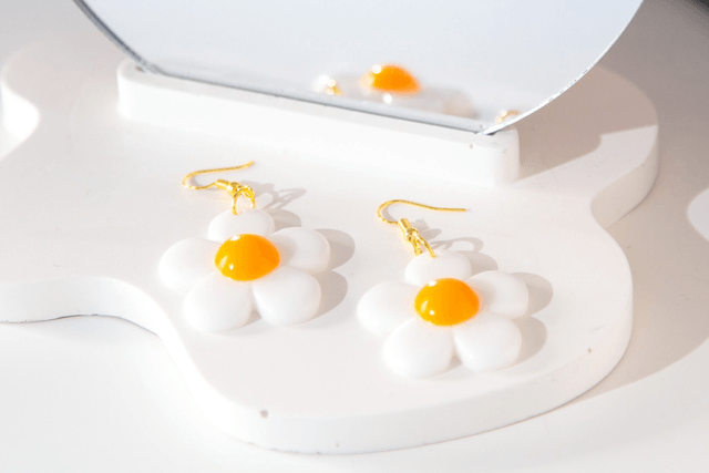 Floral Daisy Hook Earrings Orange