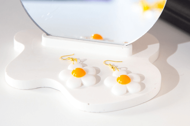 Floral Daisy Hook Earrings Orange