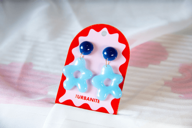 Blue Star Drop Earrings 