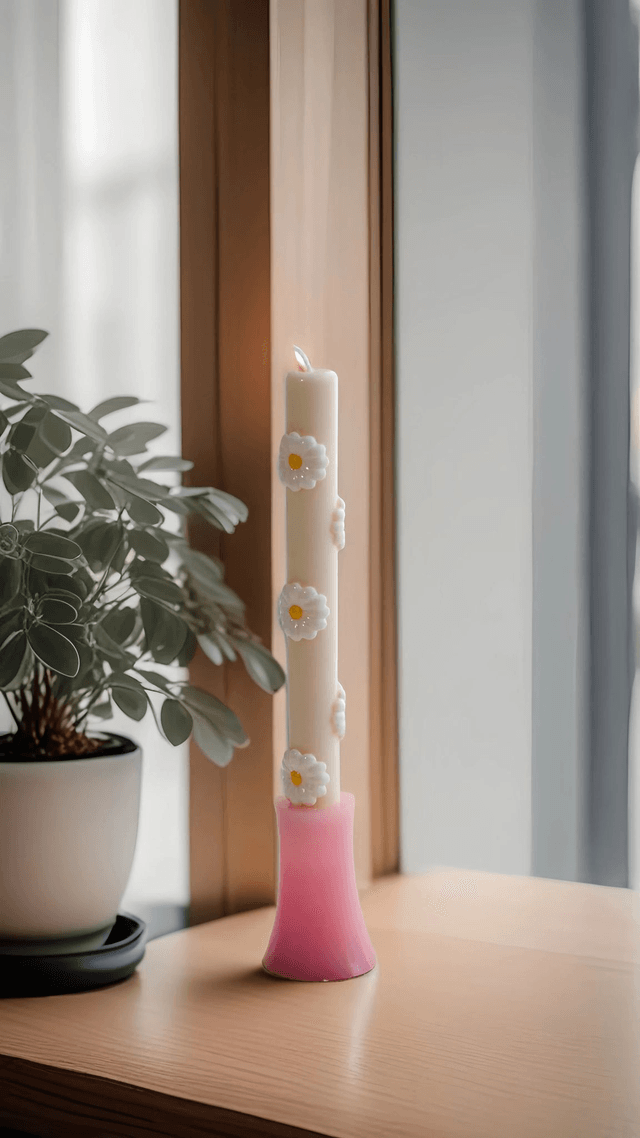 TheDEIJI No.2 – 3D Daisy Taper Candle | Handcrafted Floral Statement Decor