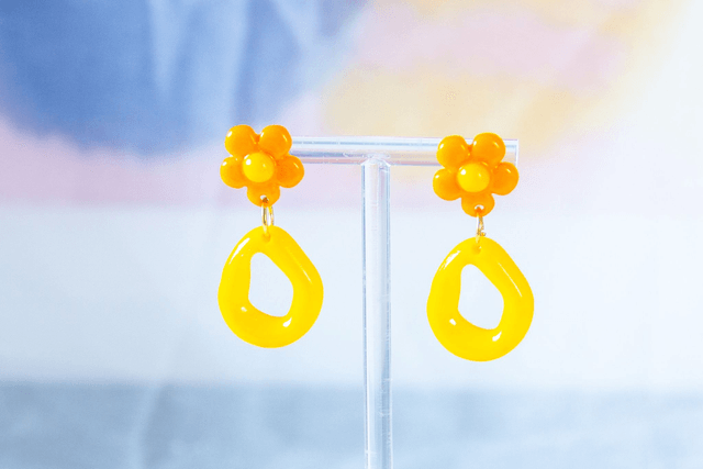 Vibrant Yellow Flower Dangle Earrings - Retro Resin Drop Earrings for Women