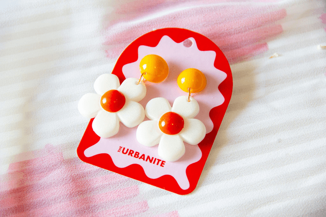 Floral Daisy Drop Earrings Flower Orange