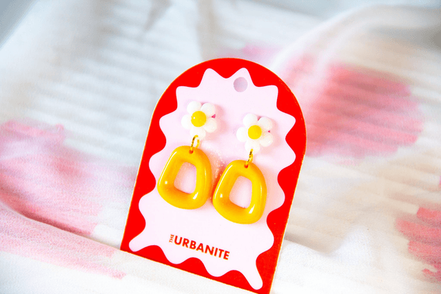 Retro Daisy Flower Earrings Orange