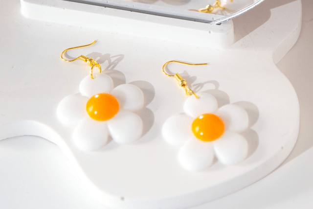 Floral Daisy Hook Earrings Orange