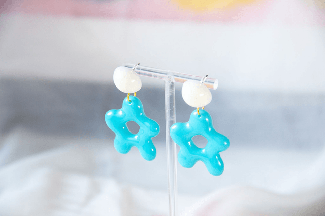 Retro Turquoise Star-Shaped Statement Earrings - Playful Bold Fashion Accessory