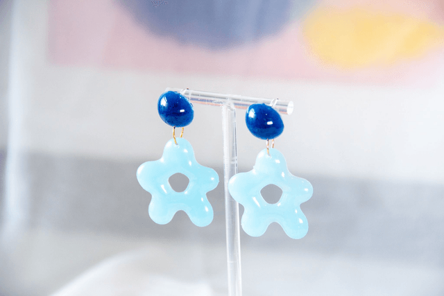 Blue Star Drop Earrings 